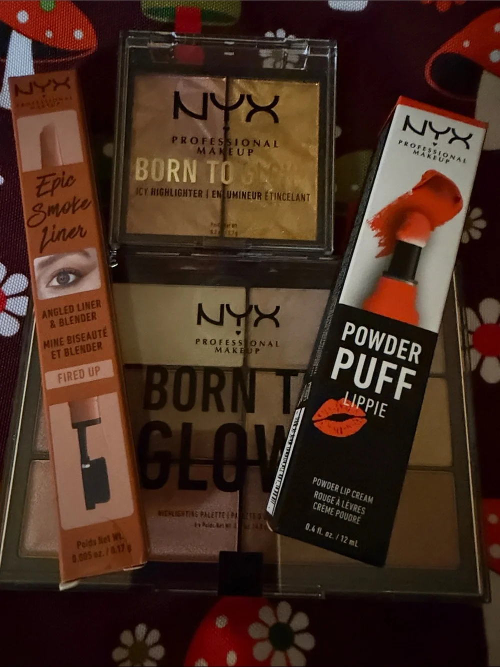 NYX bundle Born To Glow Highlighter Palettes & lippie w/ eyeliner